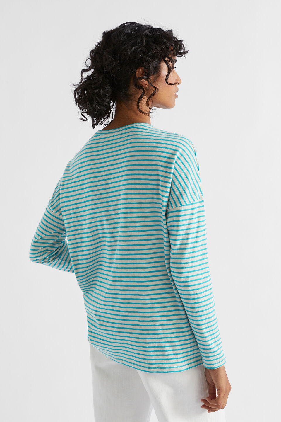 Long Sleeve Stripe Top  Peacock Vanilla Stripe