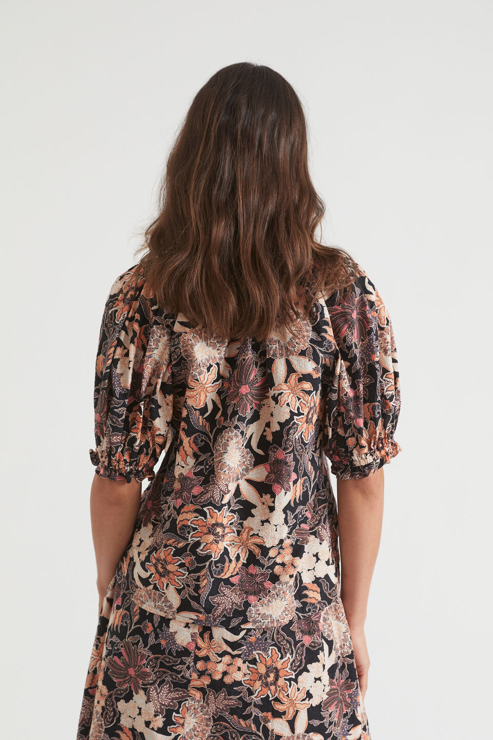 Floral Puff Sleeve top  Peach Bloom Floral
