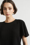 Textured Flutter Sleeve Top  Black  hi-res