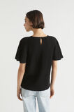 Textured Flutter Sleeve Top  Black  hi-res
