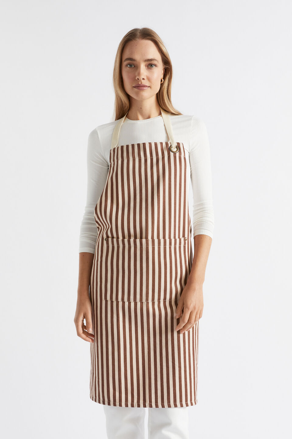 Cotton Adult Apron  Chocolate Stripe