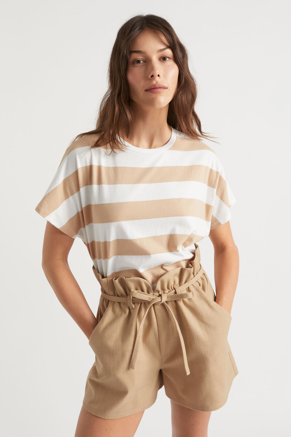 Stripe Batwing Tee  Light Chestnut Stripe