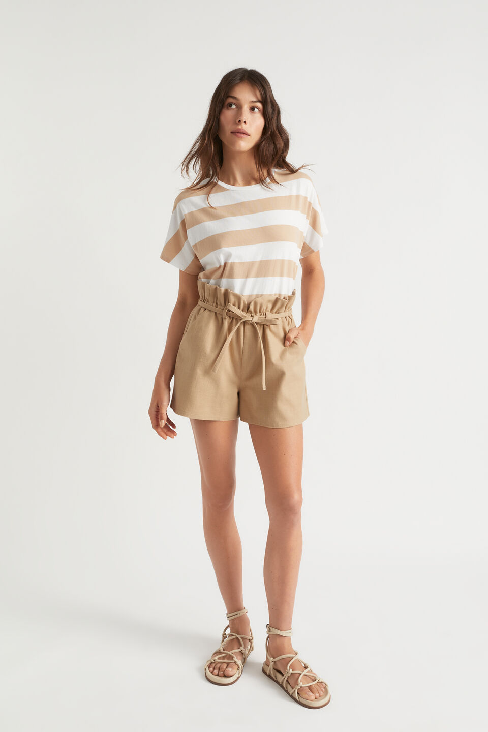 Stripe Batwing Tee  Light Chestnut Stripe