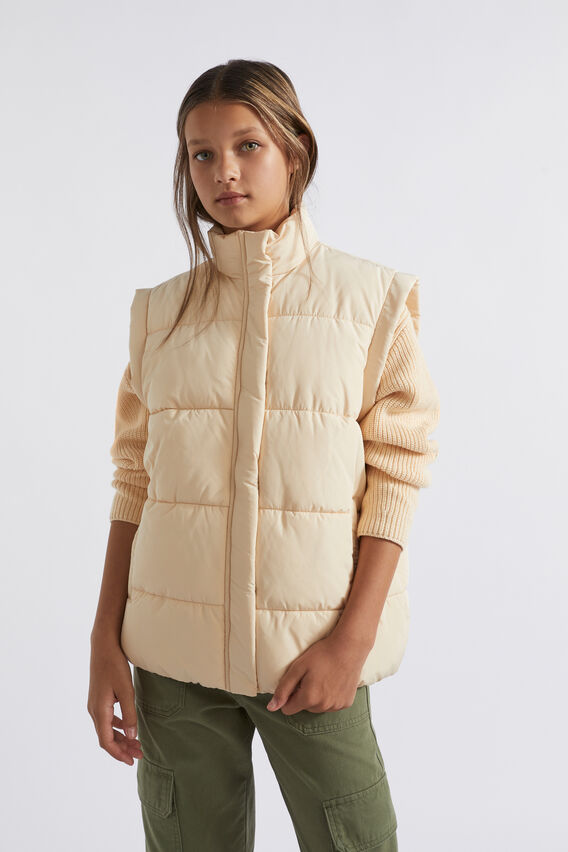 Oversized Puffa Vest  Chai  hi-res