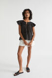 Voile Yoke Frill Sleeve Blouse  Black  hi-res