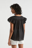 Voile Yoke Frill Sleeve Blouse  Black  hi-res
