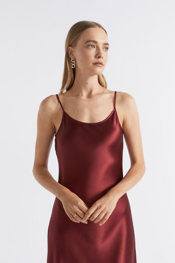 Satin Slip Dress  Sangria  hi-res