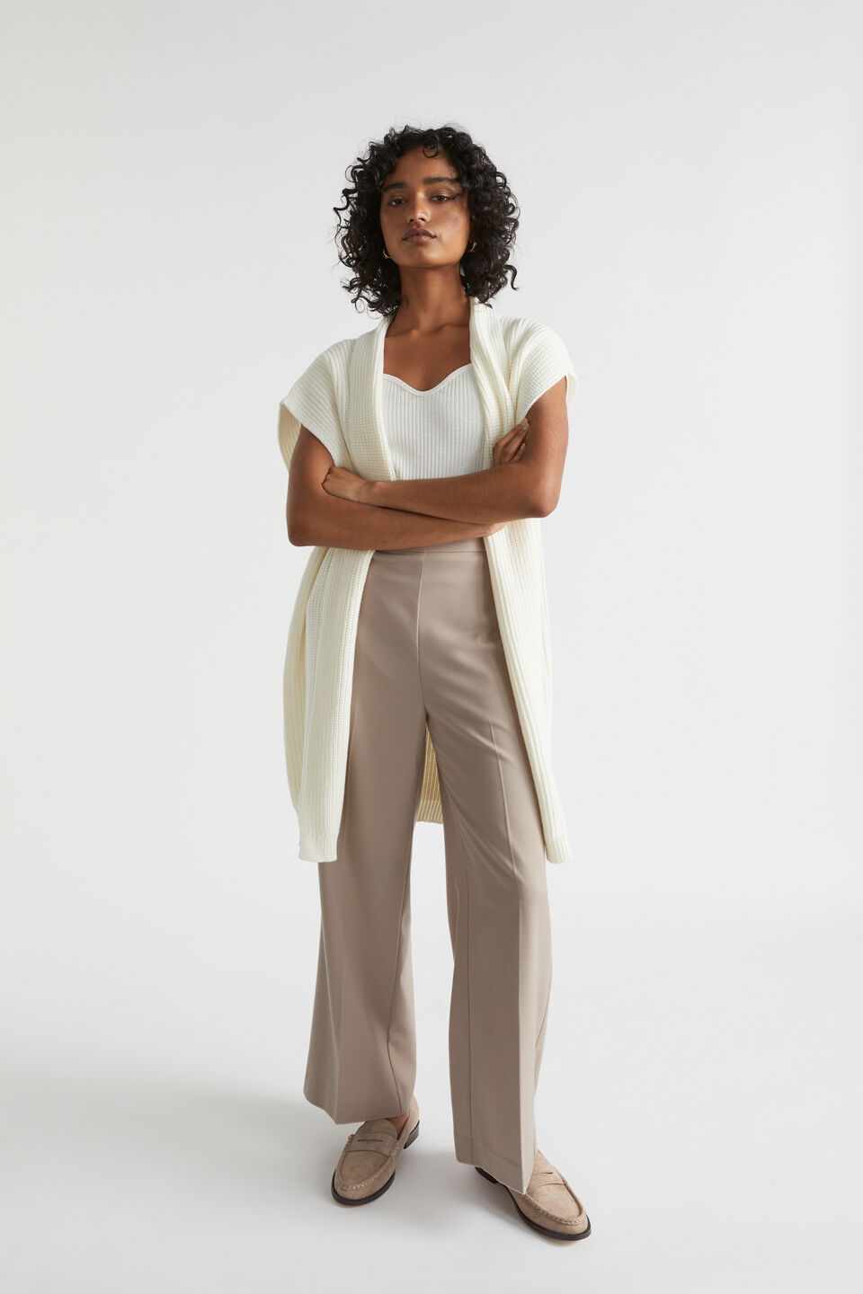 Wool Knit Gilet  Cream