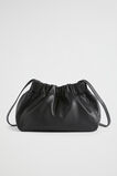 Rouched Leather Crossbody Bag  Black  hi-res