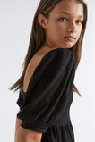 Textured Puff Sleeve Dress  Black  hi-res