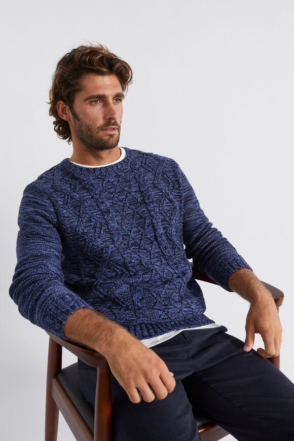 Cable Knit Sweater  Midnight Blue  hi-res