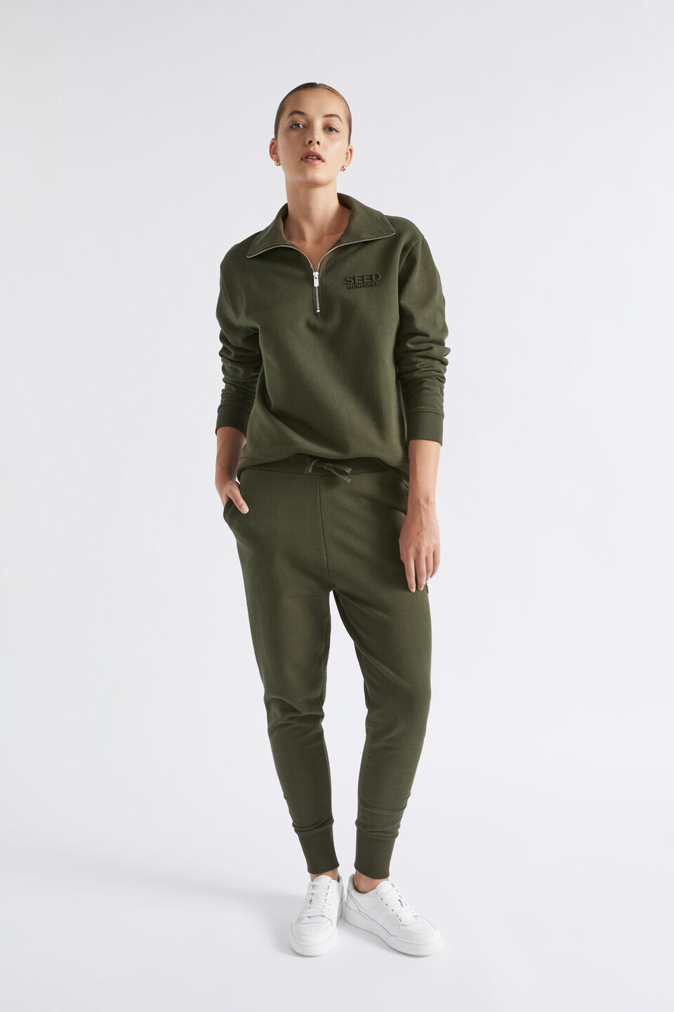 Heritage Logo Terry Trackpant  Dark Fern