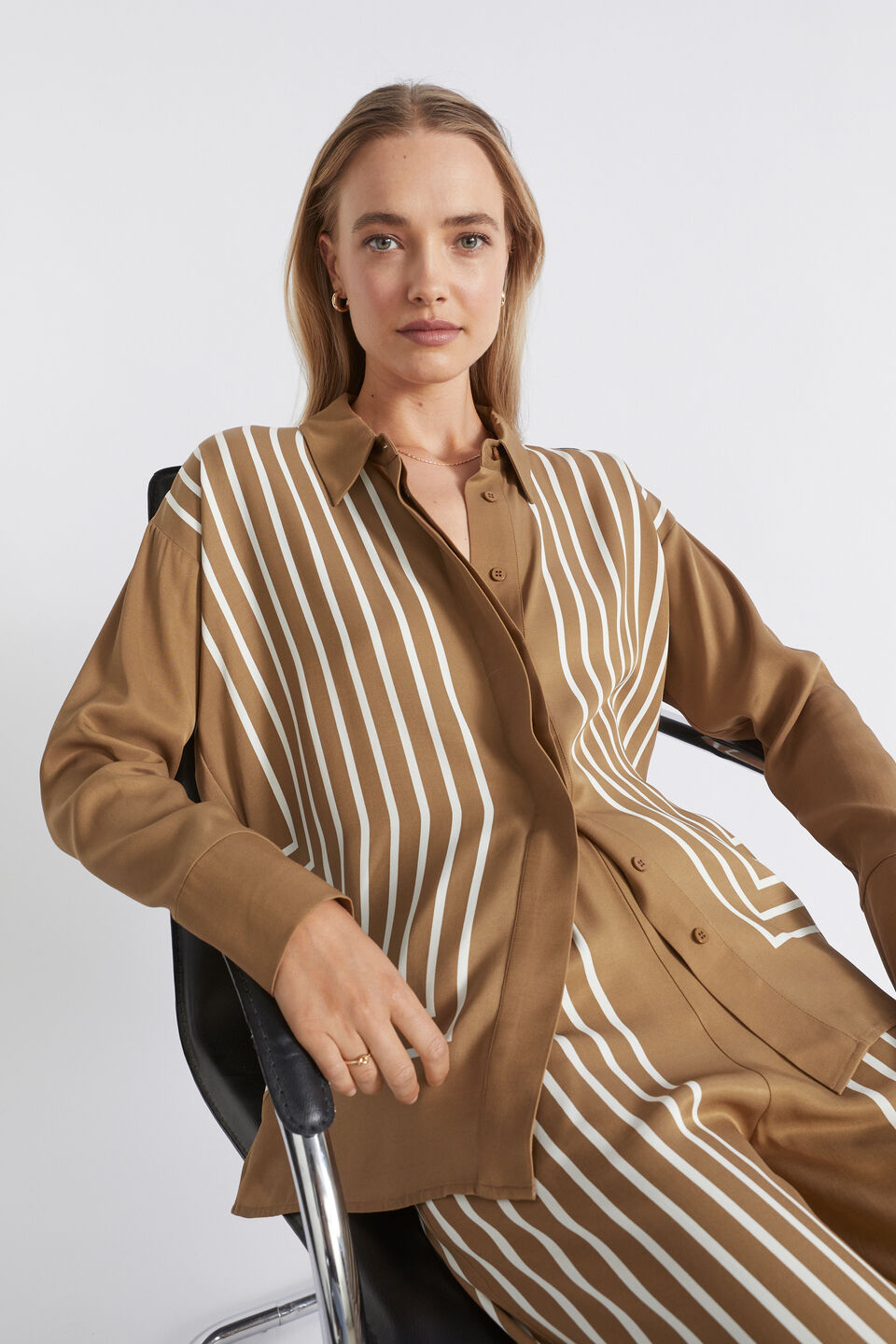 Linear Long Sleeve Shirt  Cloud Cream Geo