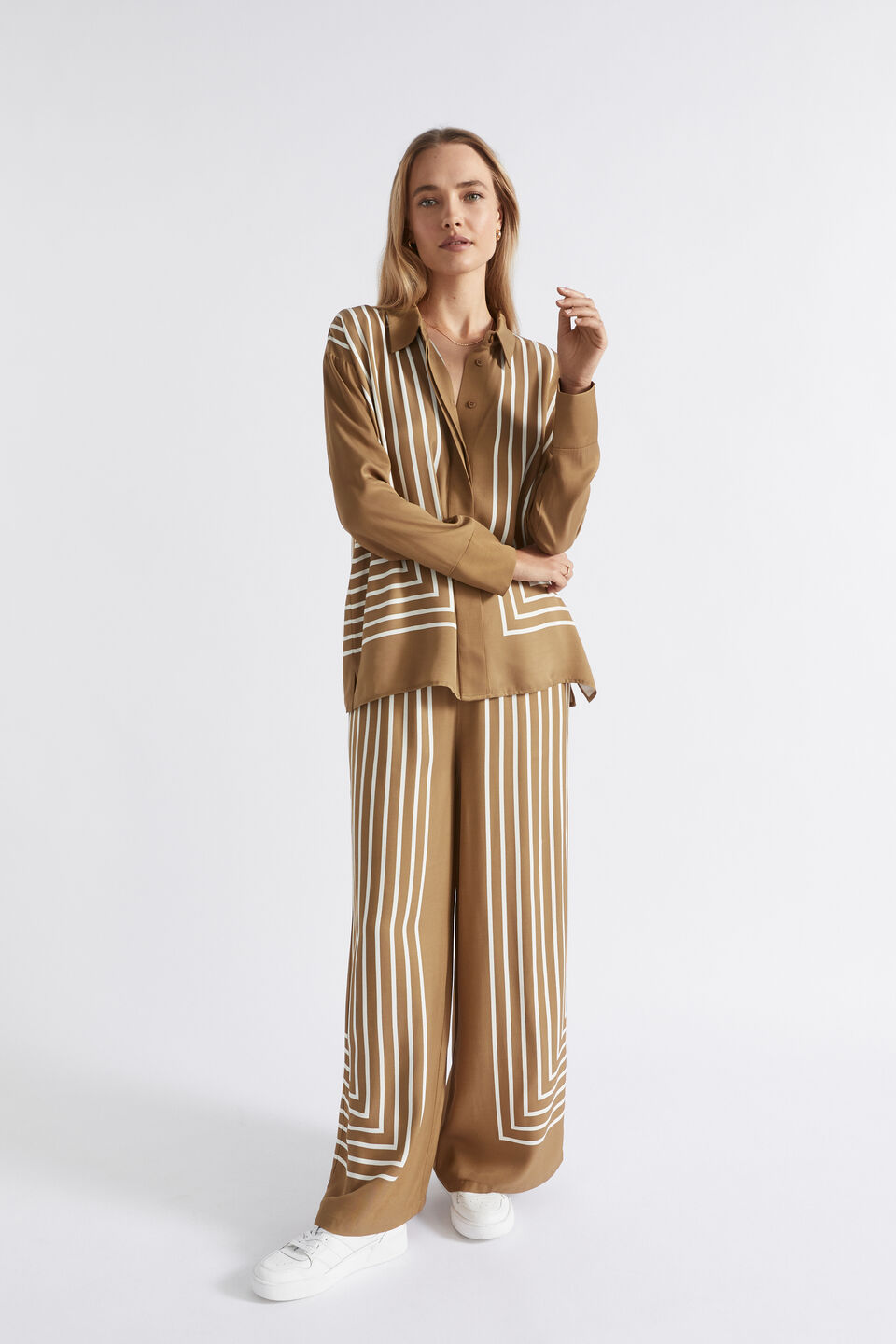 Linear Long Sleeve Shirt  Cloud Cream Geo