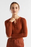 Core Rib Henley Top  Burnt Brick  hi-res