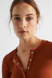 Core Rib Henley Top  Burnt Brick  hi-res