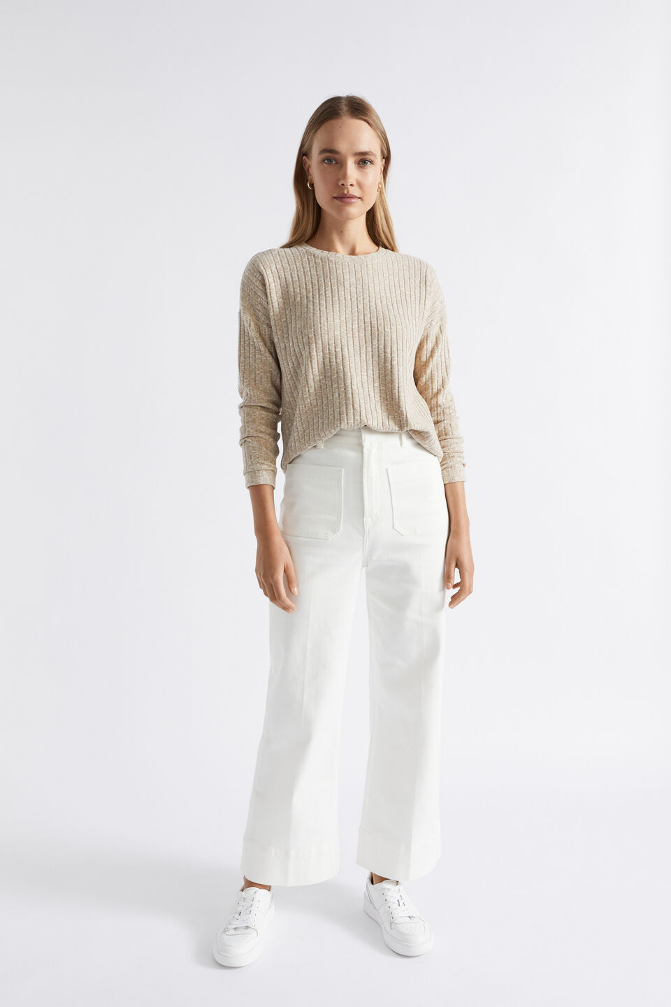 Ribbed Long Sleeve Top  Light Storm Twist