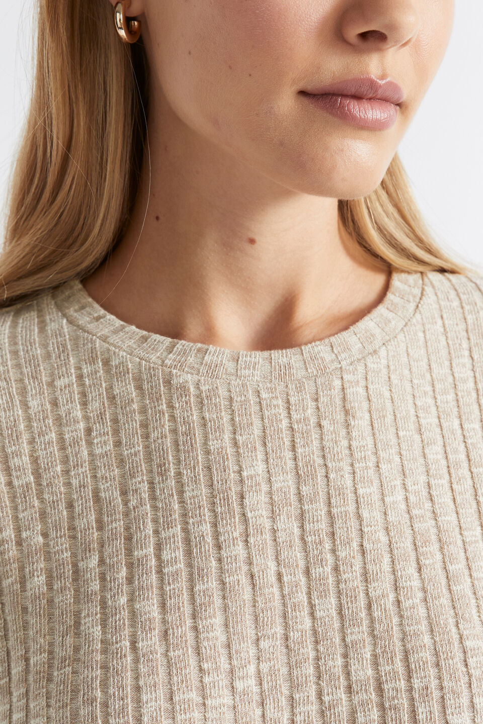 Ribbed Long Sleeve Top  Light Storm Twist