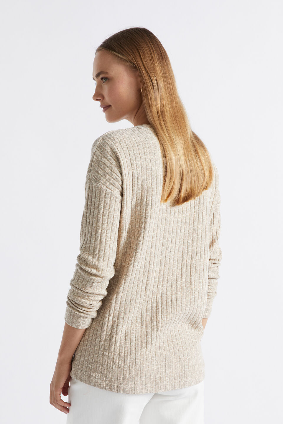 Ribbed Long Sleeve Top  Light Storm Twist