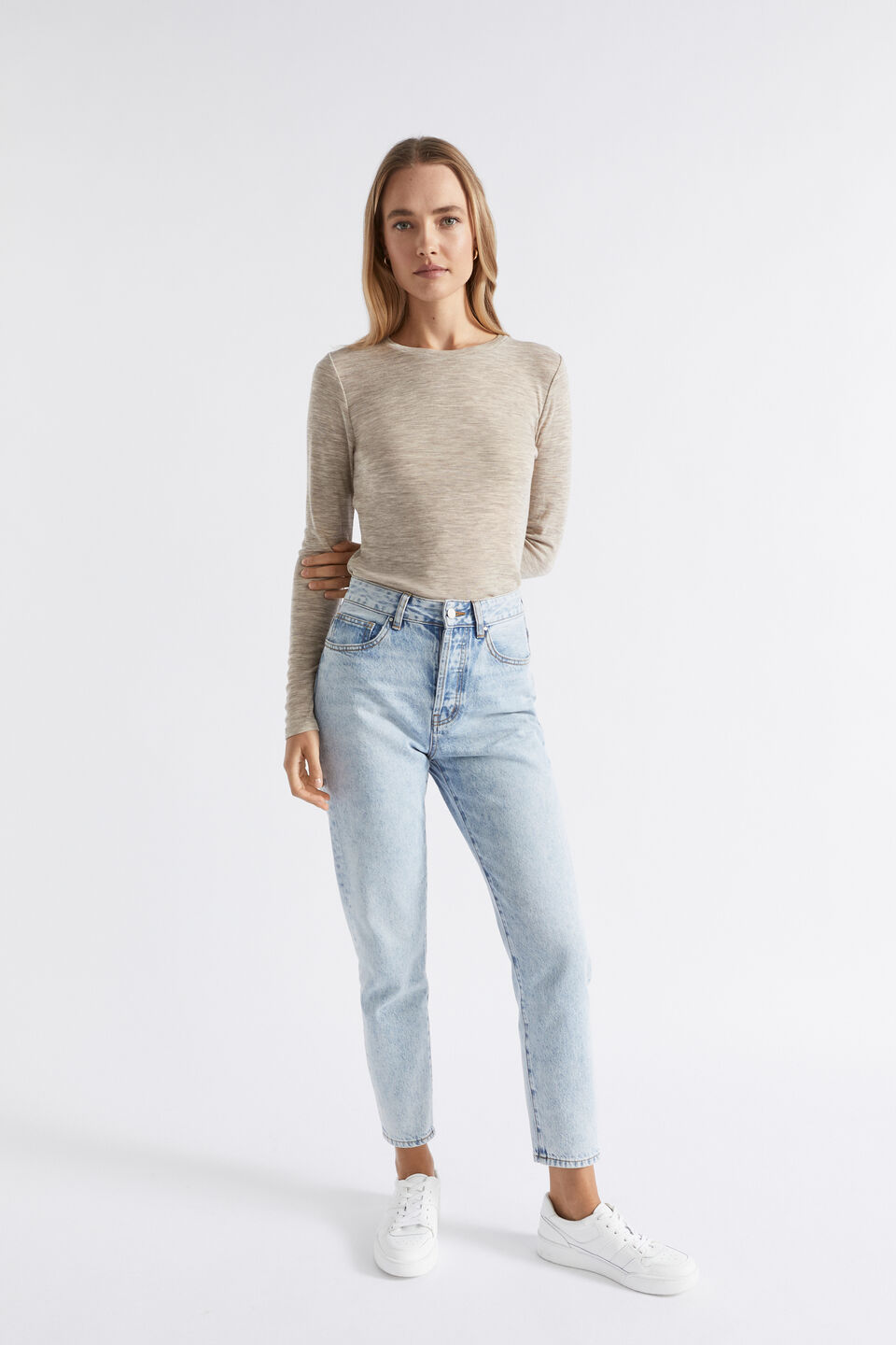Babywool Crew Neck Top  Light Storm Marle