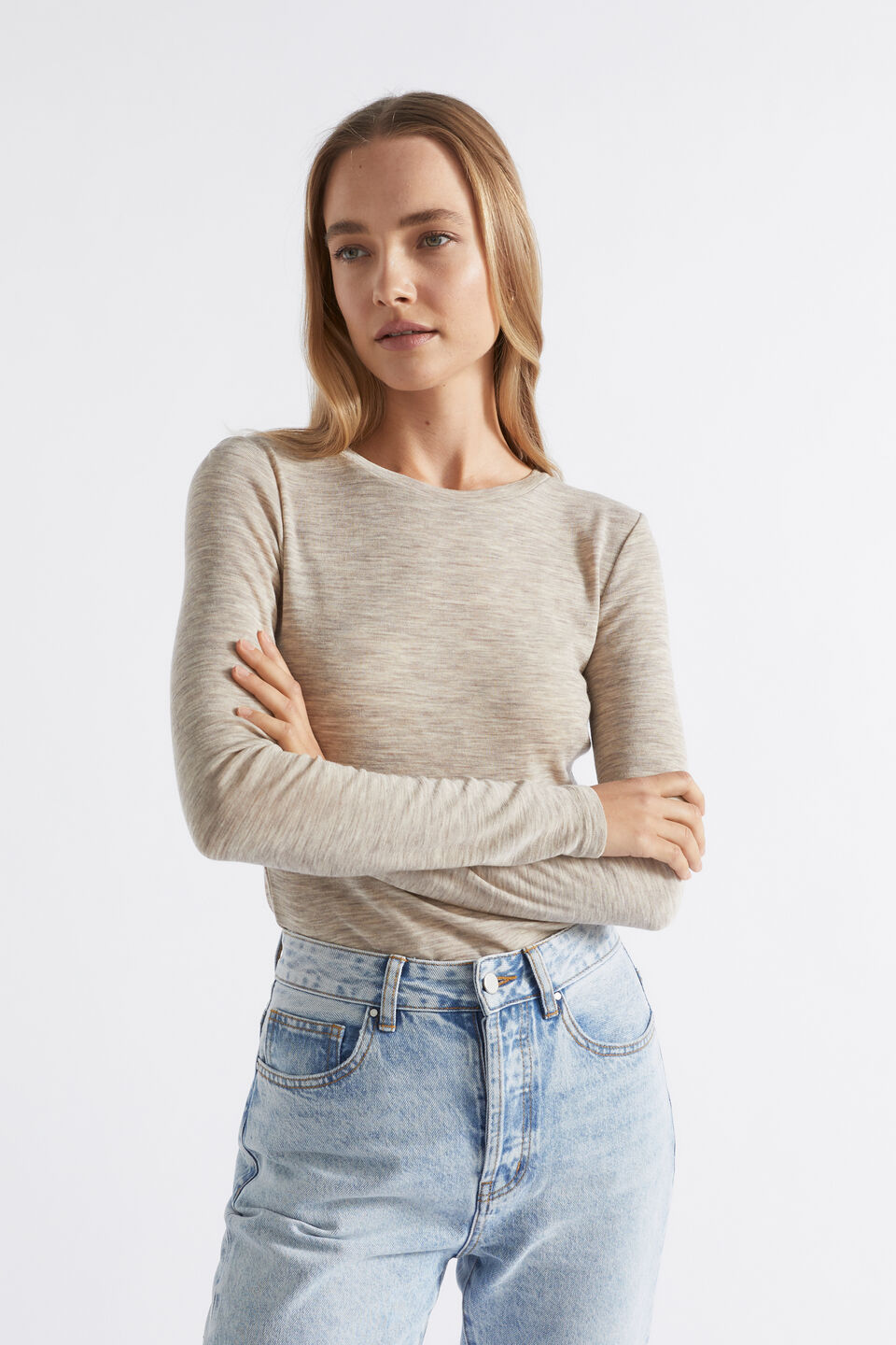 Babywool Crew Neck Top  Light Storm Marle