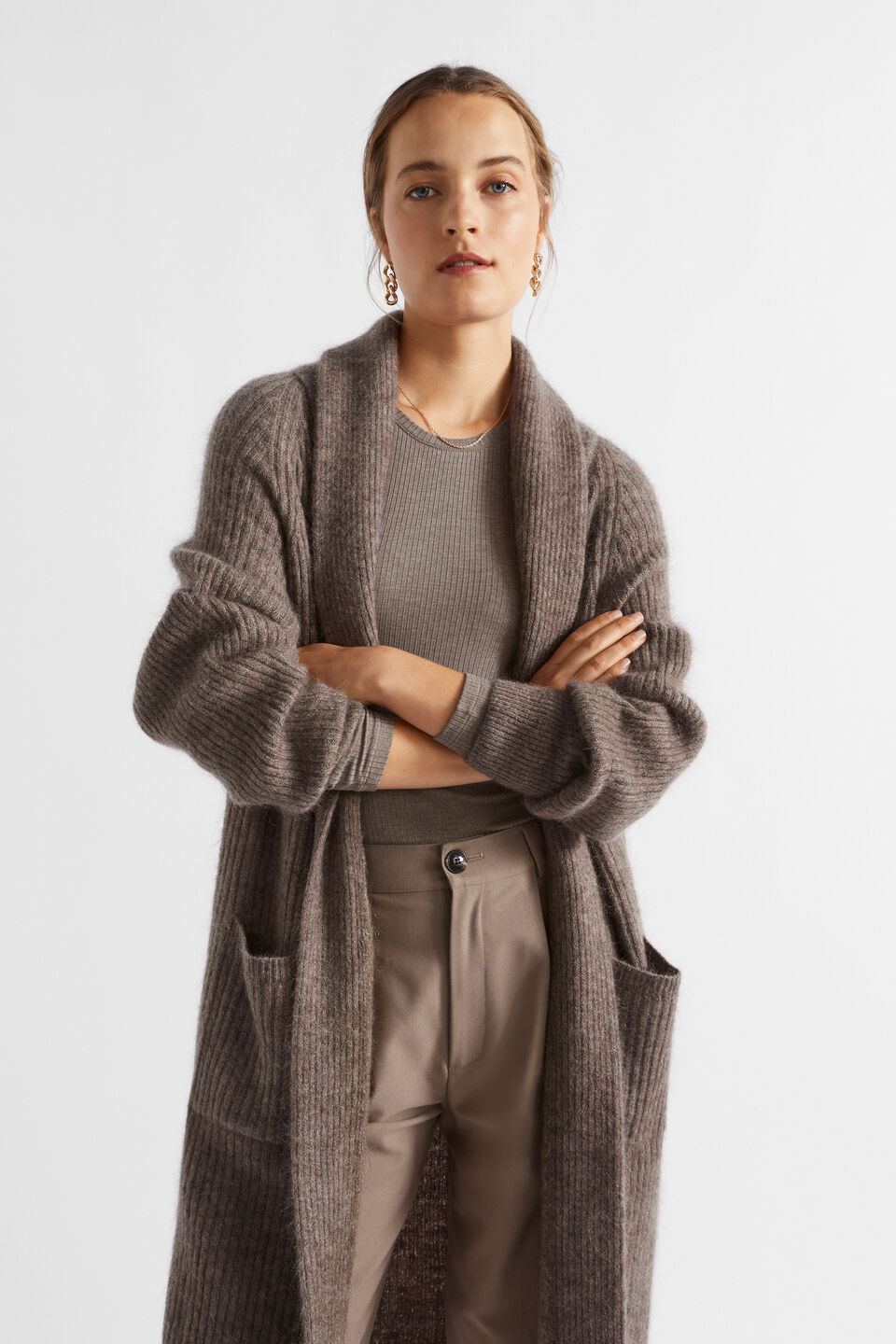 Mohair Blend Rib Cardigan  Hazel Marle