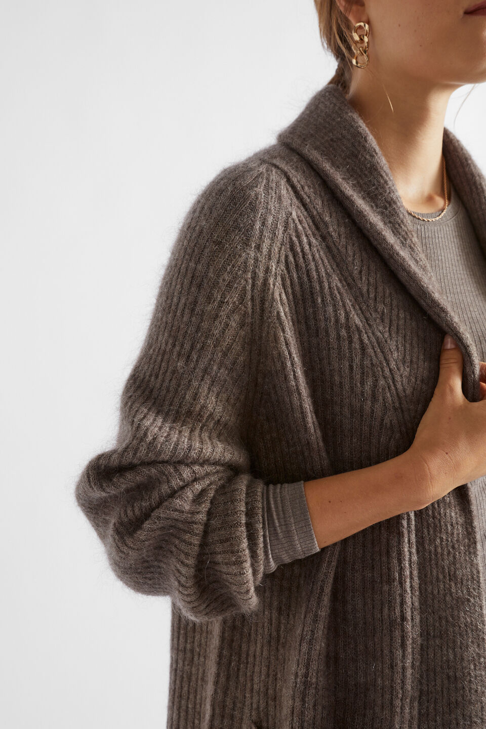 Mohair Blend Rib Cardigan  Hazel Marle