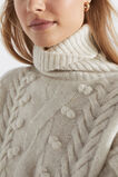 Pom Pom Braid Roll Neck Knit  Oat Marle  hi-res