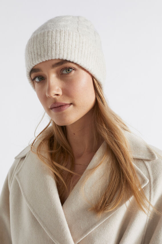 Cable Knit Beanie  Oat Marle  hi-res