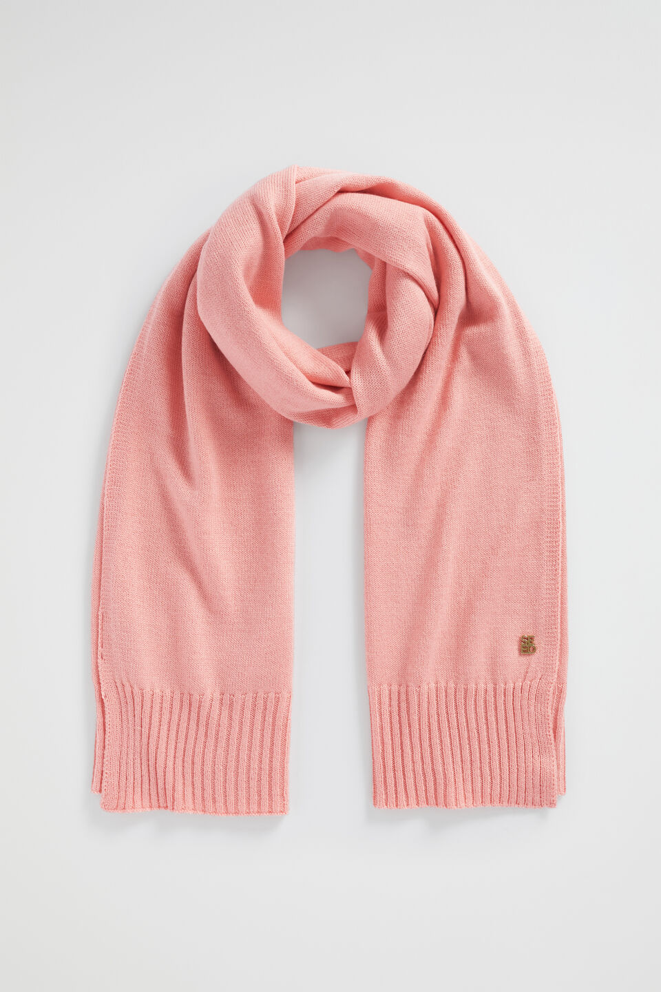 Logo Detail Wool Scarf  Pale Peony