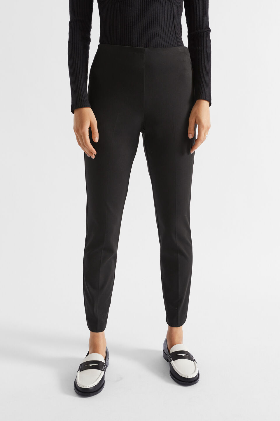 Slim Leg Zip Waist Pant  Black