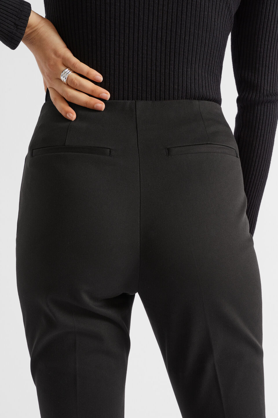 Slim Leg Zip Waist Pant  Black