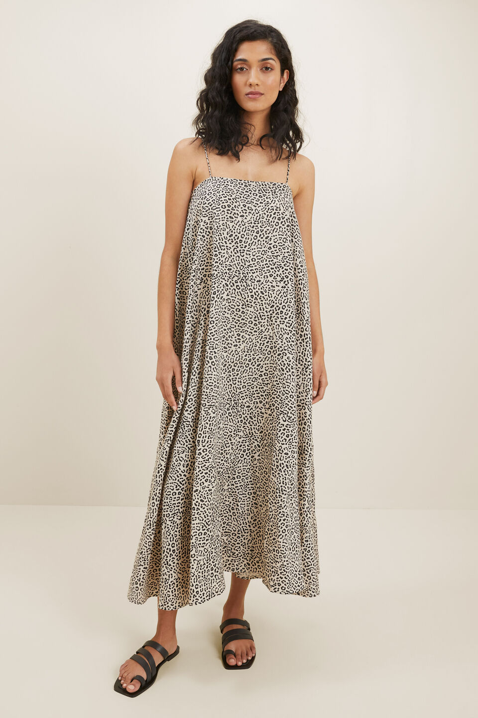 Linen Maxi Dress  Leopard