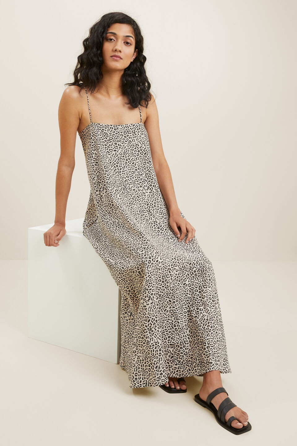 Linen Maxi Dress  Leopard