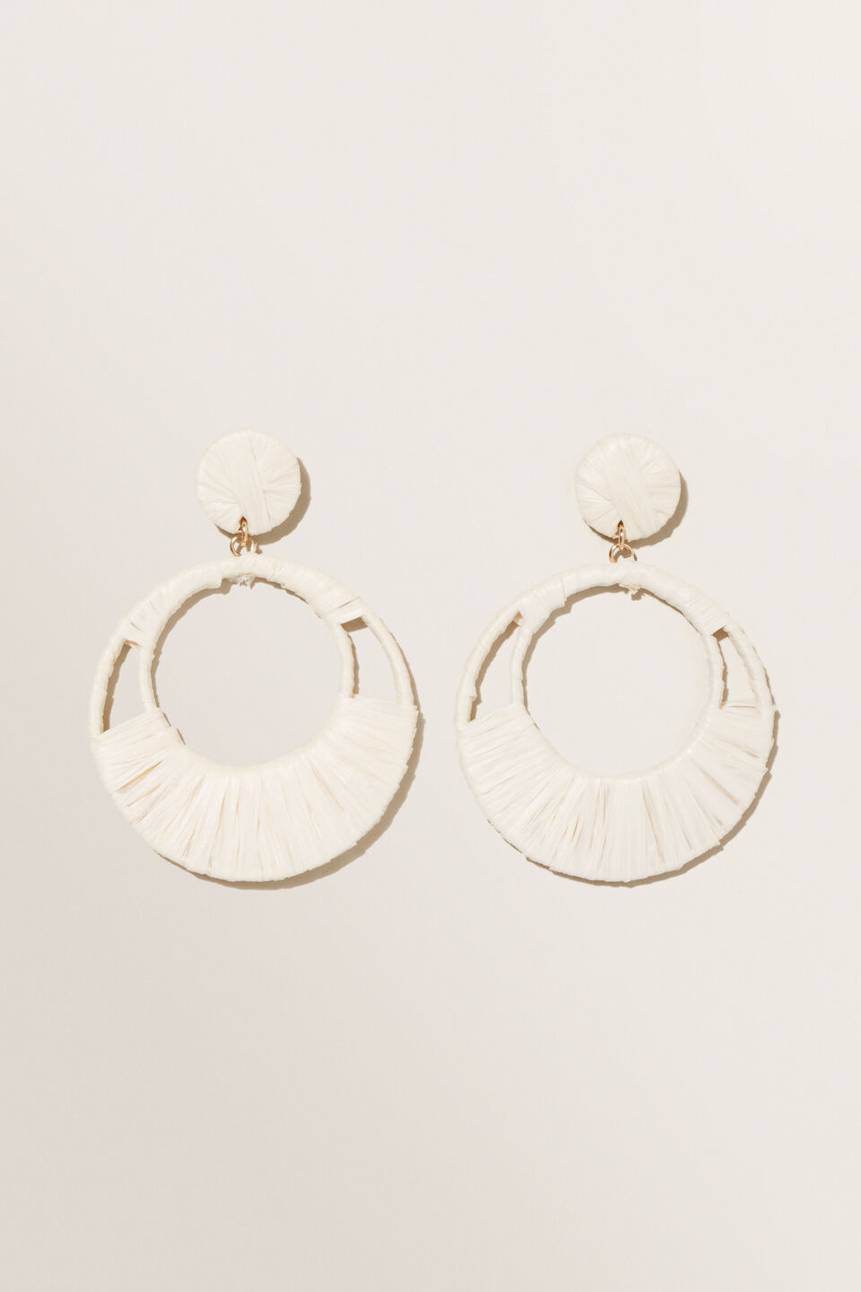 Raffia Circle Earrings  Cloud Cream