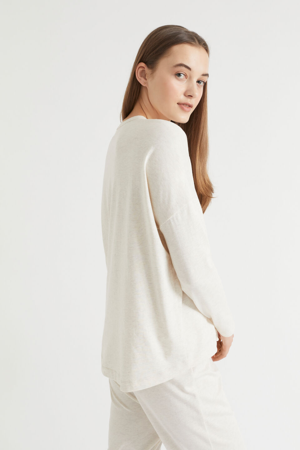 Jersey Pyjama Top  Oat Marle