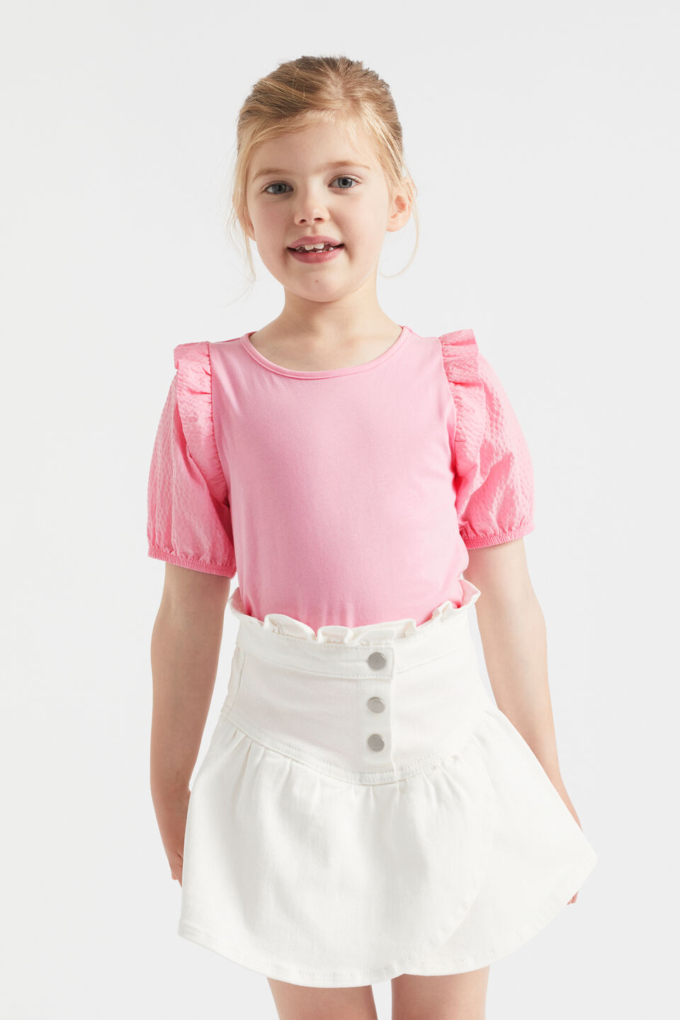 Premium American Crepe Digital Print Puff Sleeve Shirt With Baby Pink Pleated Fit Trouser