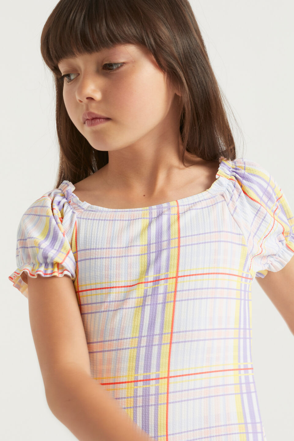 Check Puff Sleeve Bather | Seed Heritage