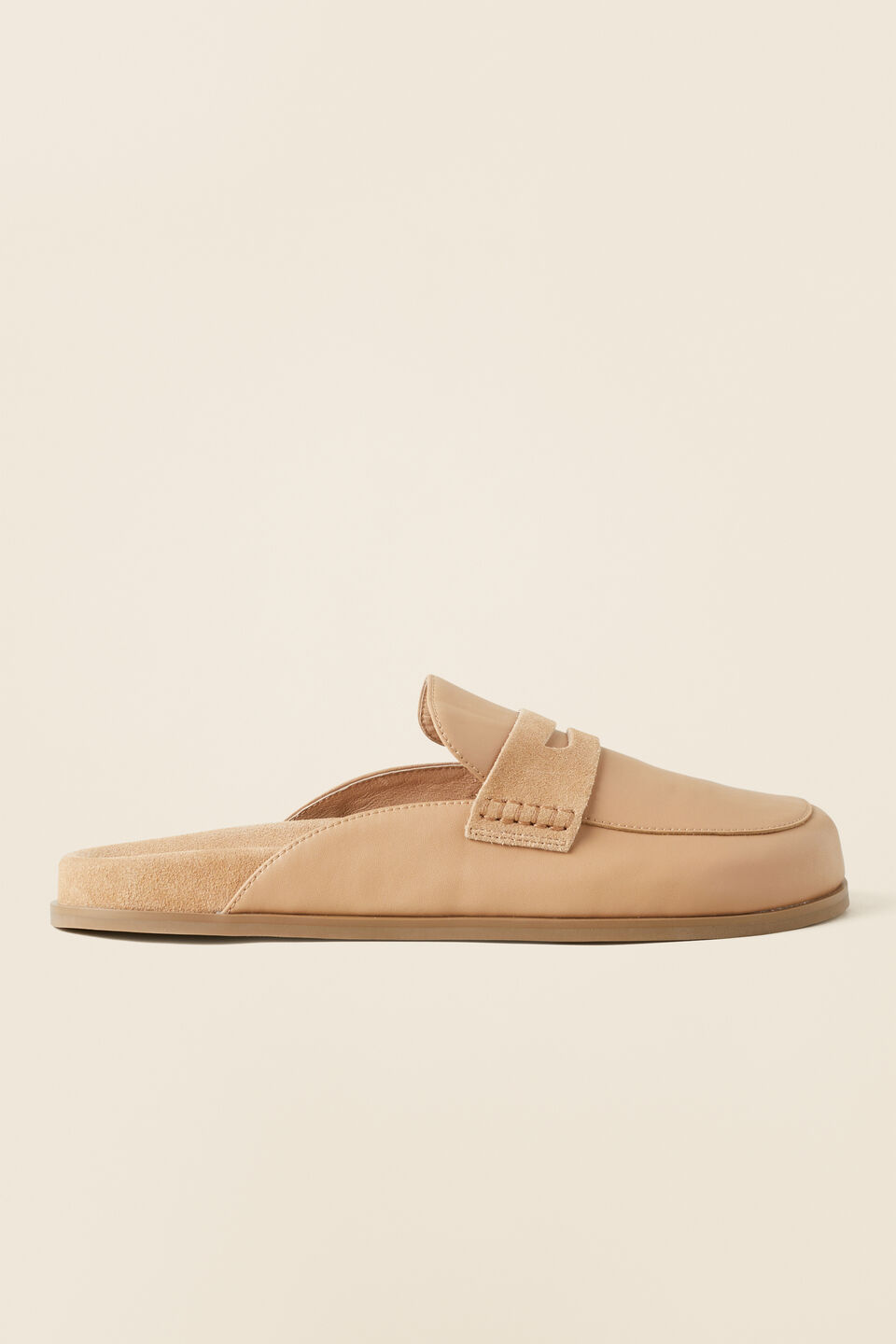 Willow Leather Loafer Mule  Caramel