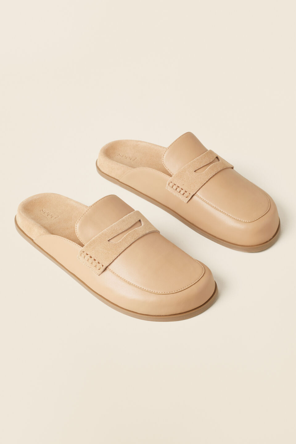 Willow Leather Loafer Mule  Caramel