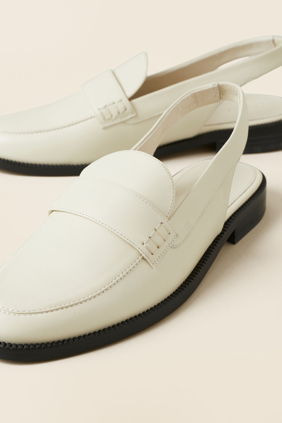 Monique Leather Slingback Loafer  French Vanilla