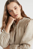 Shirred Babydoll Mini Dress  Soft Mink  hi-res
