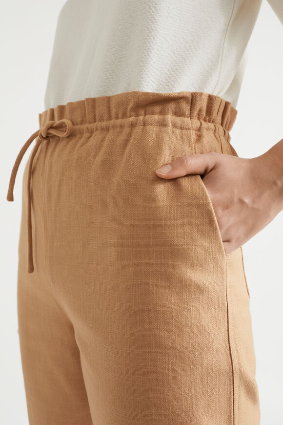 Textured Paperbag Crop Pant  Light Toffee  hi-res