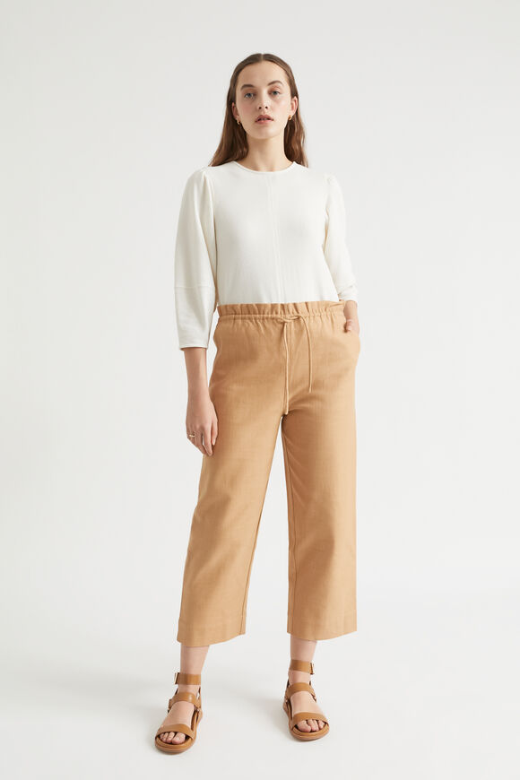Textured Paperbag Crop Pant  Light Toffee  hi-res
