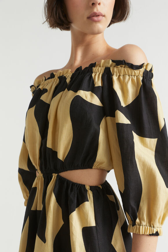 Abstract Off Shoulder Cut Out Dress  Abstract Print  hi-res