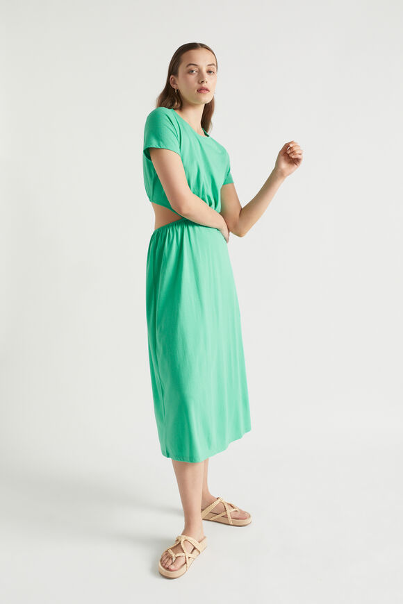 Jersey Cut Out Midi Dress  Jade Green  hi-res
