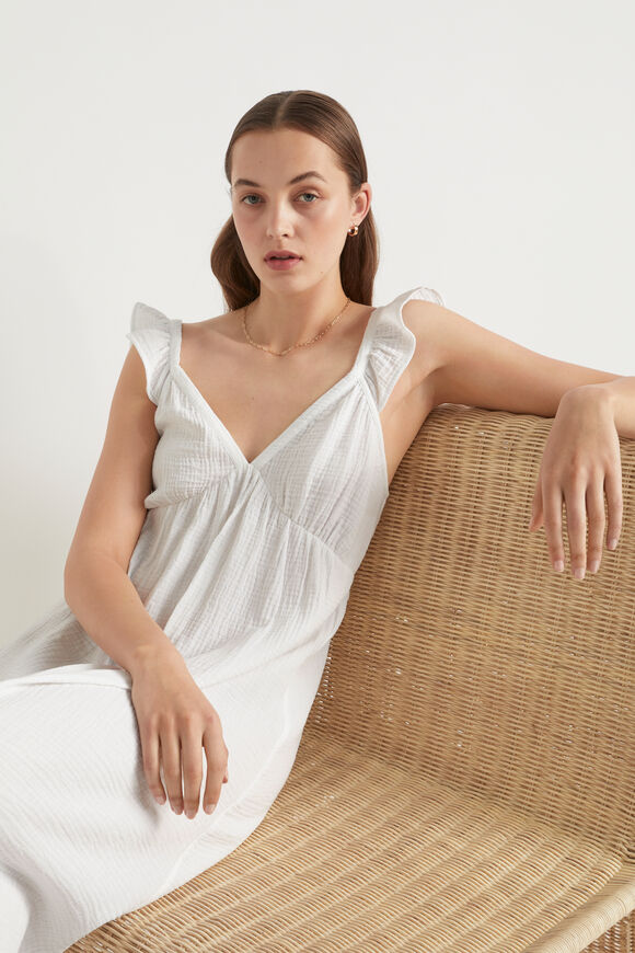 Cheesecloth Frill Detail Maxi Dress  Whisper White  hi-res