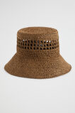Cutout Straw Bucket Hat  Pecan Brown  hi-res