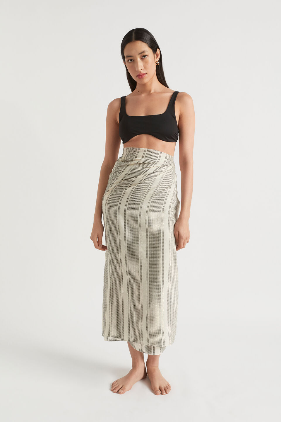 Textured Stripe Sarong  Black Stripe