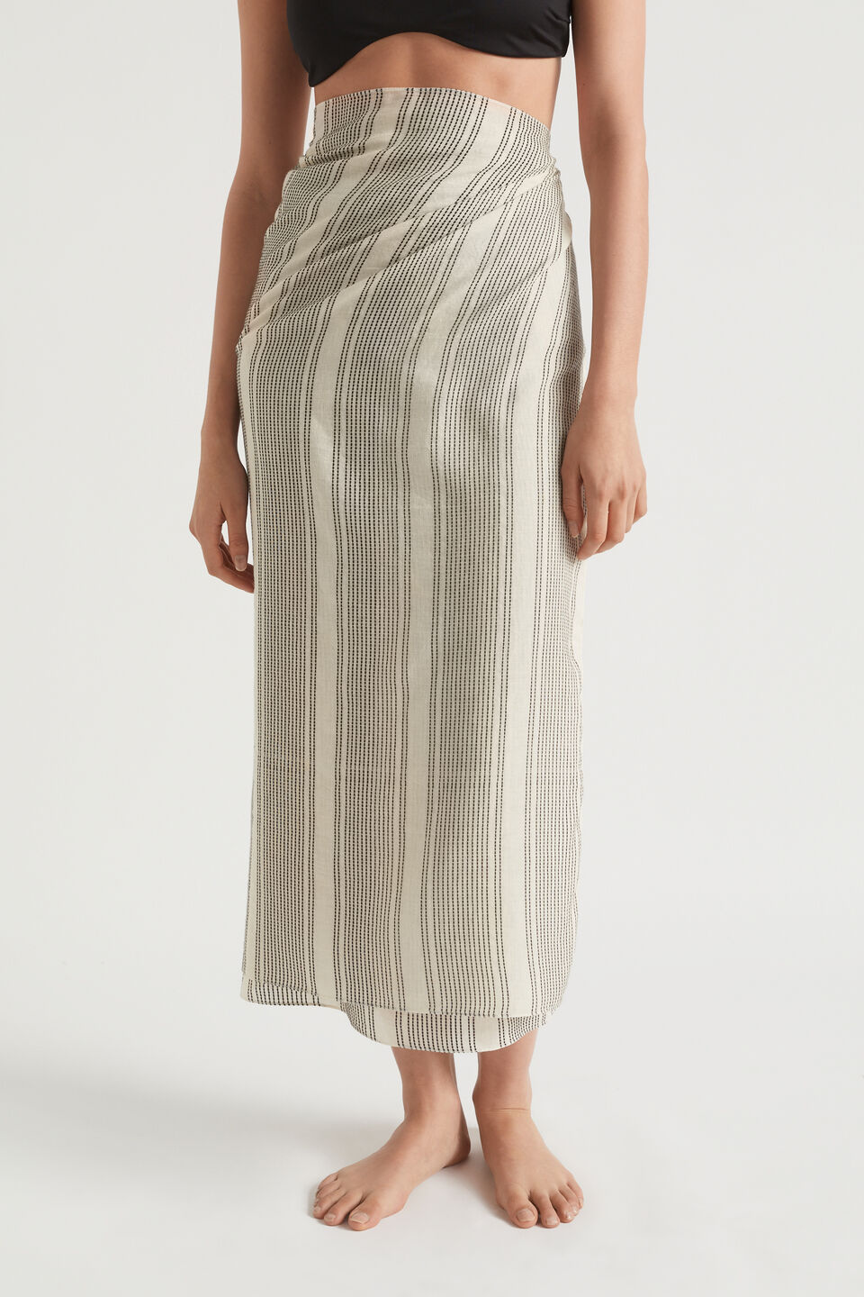 Textured Stripe Sarong  Black Stripe